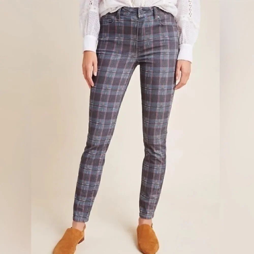 PAIGE Hoxton Ankle Black Atlantic Tartan Plaid Skinny Jean